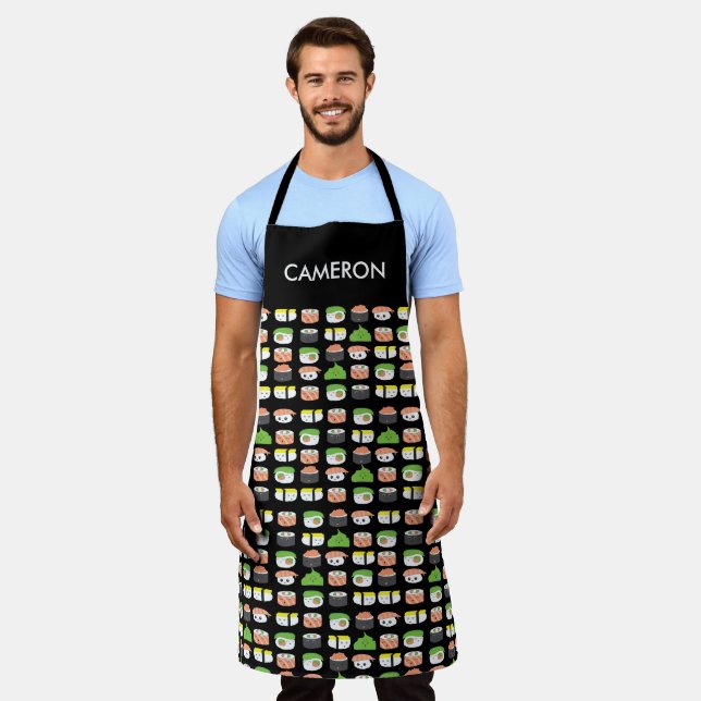 Delantal Ilustracion personalizado sushi kawaii (Gastado)