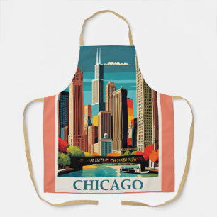 Delantal Ilustracion Vintage de Chicago