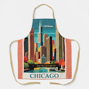Delantal Ilustracion Vintage de Chicago