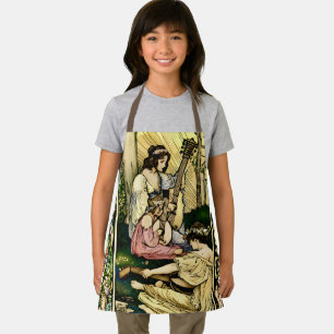 Delantal Ilustración Vintage de Músicos Hadas Art Nouveau