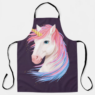 Delantal ilustracion vintage de unicornio lindo con pelo do