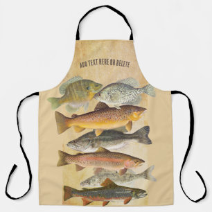 Delantal Ilustraciones de pescado de agua dulce con tu text