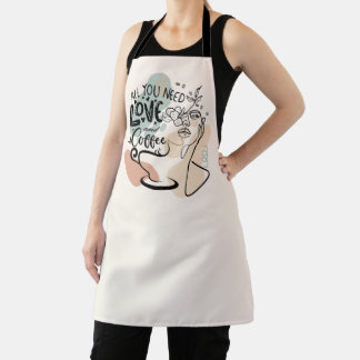 Delantal Ilustraciones estéticos, café Chica