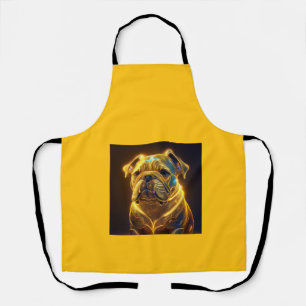 Delantal Imagen de fantasía Bulldog inglés amarillo neón