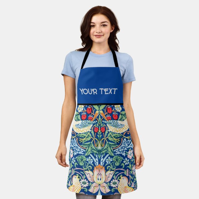 Delantal Imagen de William Morris: Ladrón de fresa, azul (Gastado)