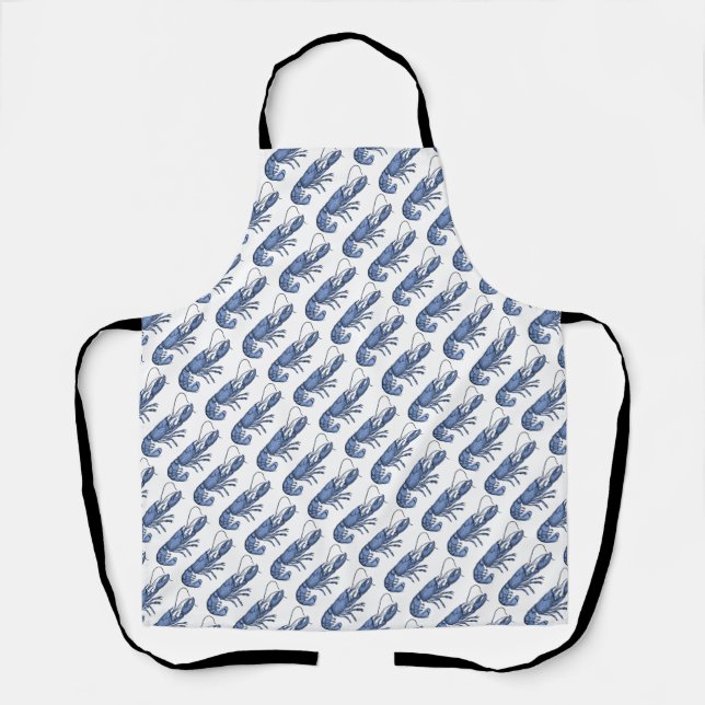 Delantal Imagen Retro Vintage Langosta Azul (Anverso)