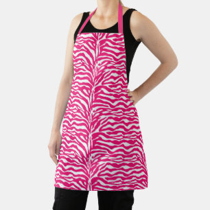 Delantal Impresión animal salvaje, cebra en rosa y blanco f