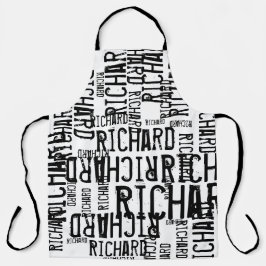 Delantal Impresión completa de Apron blanco con nombres neg