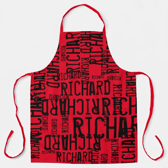 Delantal Impresión completa de Apron rojo con nombres negro (Anverso)
