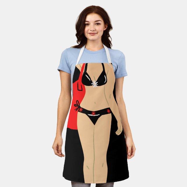 Delantal Impresión completa, negro bikini medio (Gastado)