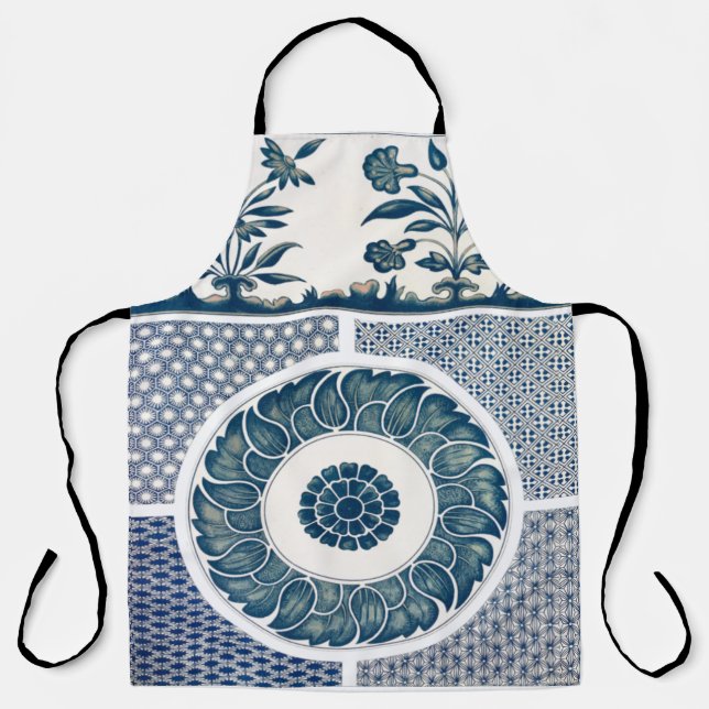 Delantal Impresión de adornos florales clásicos (Anverso)