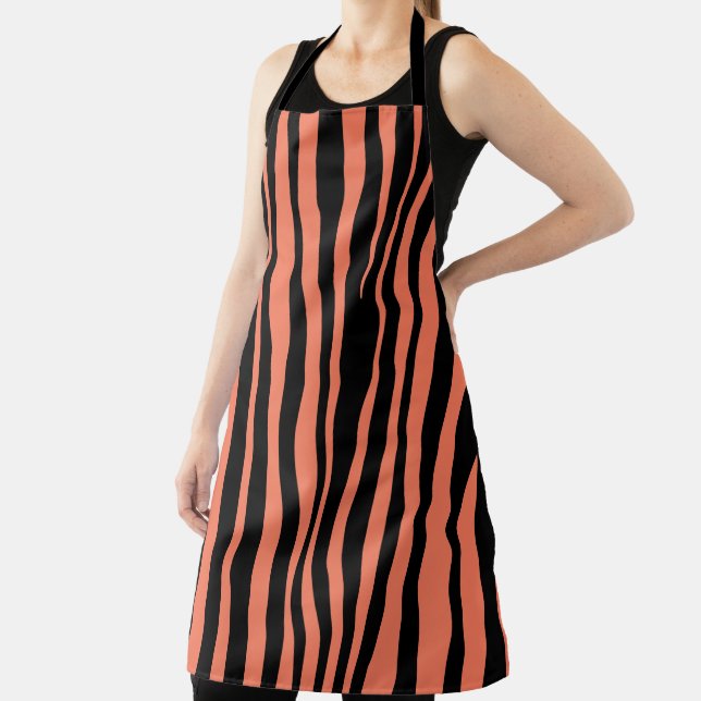 Delantal Impresión de cebra negra y Naranja (in situ)
