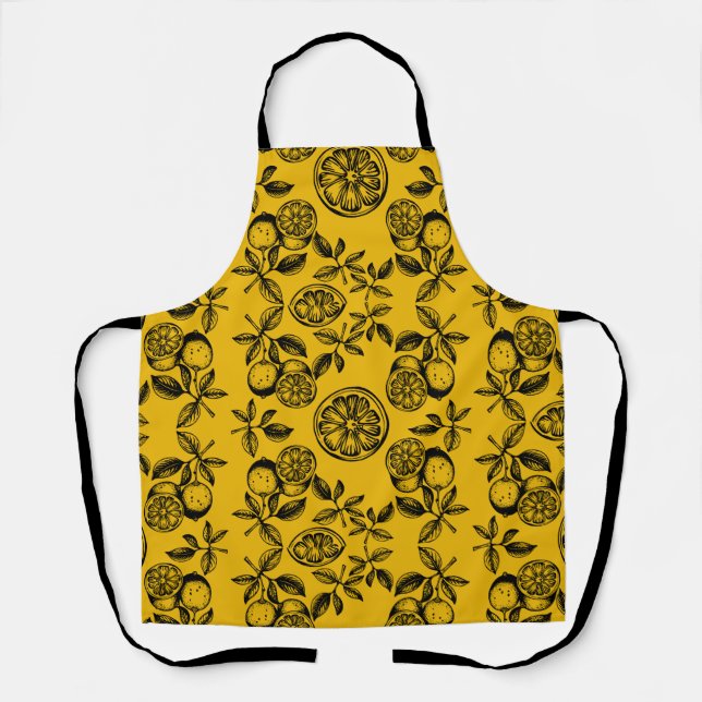 Delantal Impresión de cítricos botánicos vintage (Anverso)