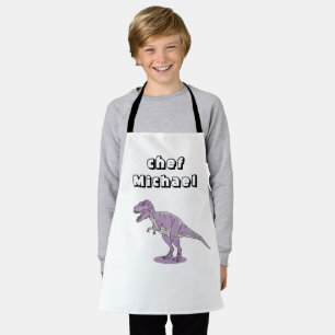 Delantal Impresión de dinosaurio T-rex nombre personalizado