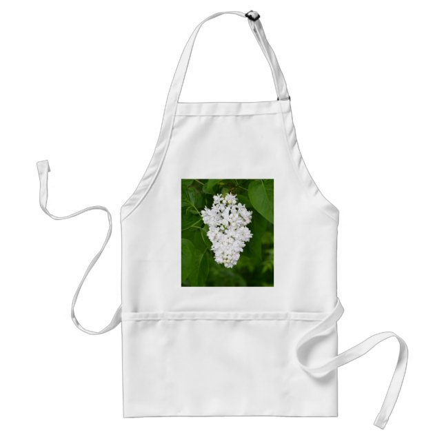Delantal Impresión de flores de lilo de primavera blanca (Frente)