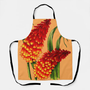 Delantal impresión de flores rojas de póquer caliente