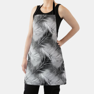 Delantal Impresión de hojas de palma, gris / gris, negro y 