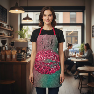 Delantal Impresión de lápiz labial de glamur rojo Purpurino