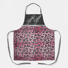 Delantal Impresión de leopardo Purpurinoso en rosa brillant