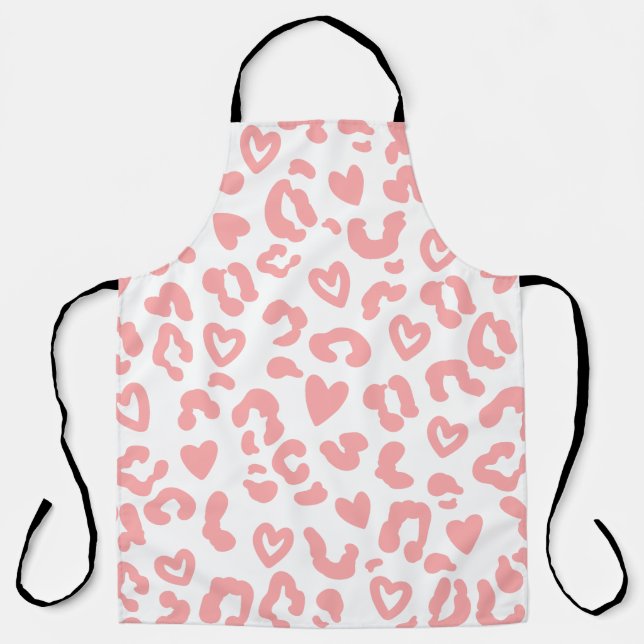 Delantal Impresión de leopardo rosa del corazón (Anverso)