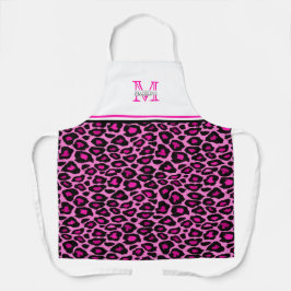 Delantal Impresión de leopardo rosa funky | Monogramado Apr