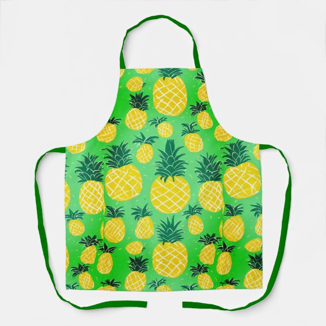 Delantal Impresión de piña - Estilo de cocina tropical. (Anverso)
