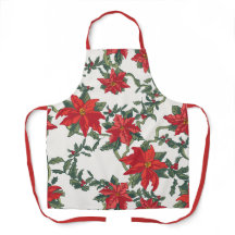 Impresión de Poinsettia Kitchen Apron Allover