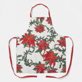 Delantal Impresión de Poinsettia Kitchen Apron Allover
