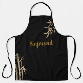 Delantal Impresión de tinta japonesa Diseño de bambú negro 