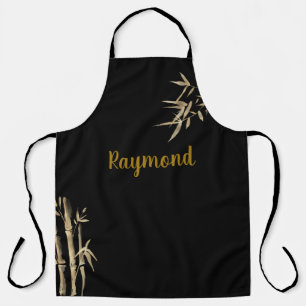 Delantal Impresión de tinta japonesa Diseño de bambú negro 