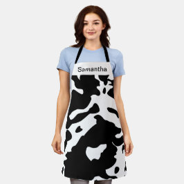 Delantal Impresión de vaca corta Apron Personalizado blanco