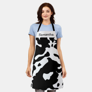 Delantal Impresión de vaca corta Apron Personalizado blanco