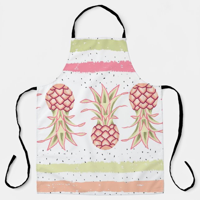 Delantal Impresión de verano sin foco tropical de piña (Anverso)