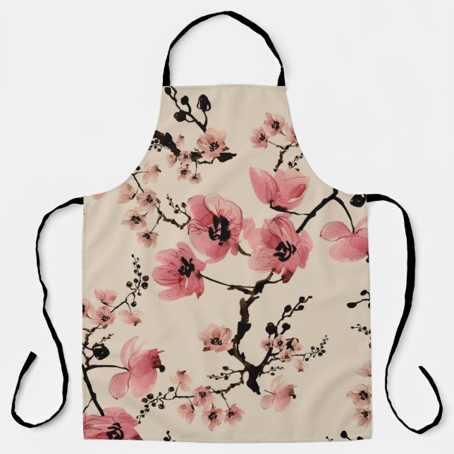 Delantal Impresión hermosa e incomparable de flores acuarel (Anverso)