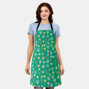 Delantal Impresión paw pastel y Apron floral