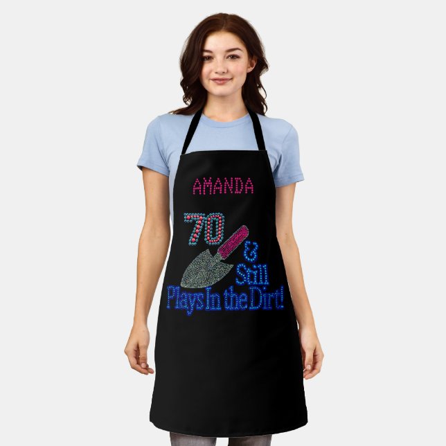 Delantal Impresión personalizada de 70th B'day en todo el m (Gastado)