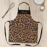 Delantal Impresión personalizada de imitación de leopardo f<br><div class="desc">Impresión exótica,  de moda y siempre de diseño,  de imitación al leopardo de las lámparas en tonos marrón,  dorado y negro. Banda bordeada opcional con campo de texto editable para personalización.</div>