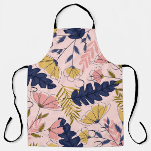 Delantal Impresión vintage de flores de hojas tropicales