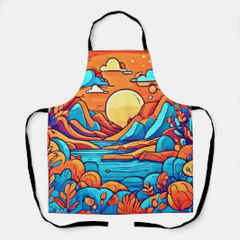 Delantal Impresionante bosque caricaturista arcoiris