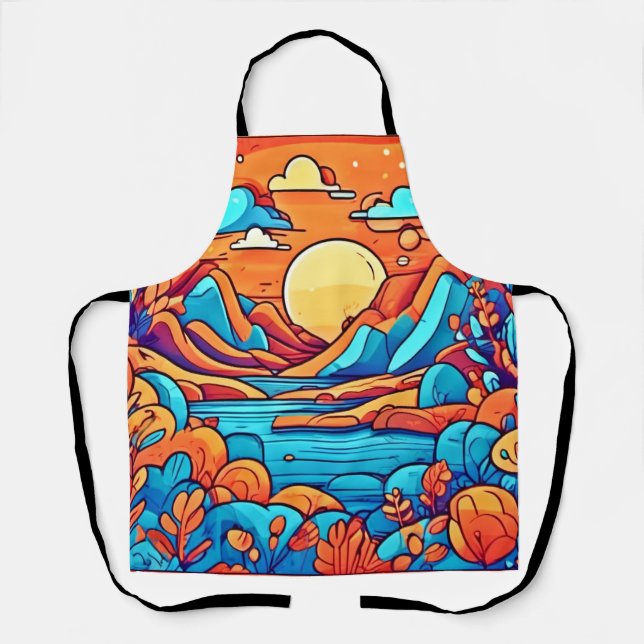 Delantal Impresionante bosque caricaturista arcoiris (Anverso)