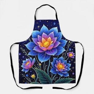 Delantal Impresionante diseño de sueños florales cósmicos