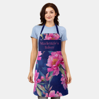 Delantal Impresionante Floral Rosa Personalizado