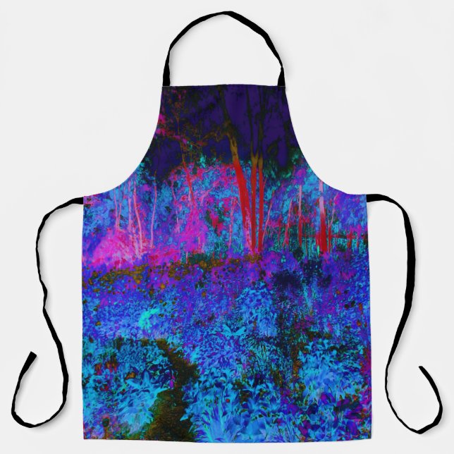 Delantal Impresionante paisaje azul oscuro y jardín rojo (Anverso)