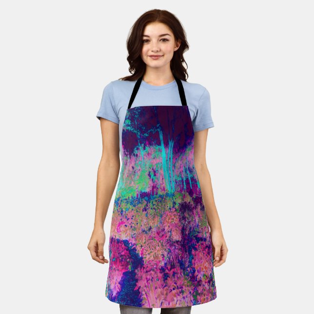 Delantal Impresionante paisaje morado y rosa caliente (Gastado)