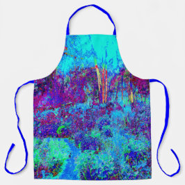 Delantal Impresionante Psicodélico Paisaje del Jardín Azul
