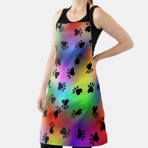 Delantal Impresiones de pinturas de perros con arco iris