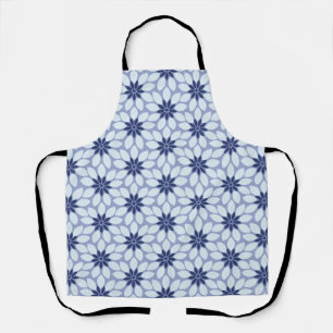 Delantal Imprimir en bloque Flores de mosaico azul
