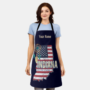 Delantal Indiana State Estados Unidos Retro Map Vintage USA