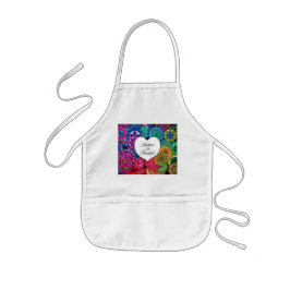 Delantal Infantil Acuarela Arcoiris Mandala con corazón