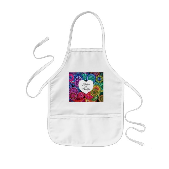 Delantal Infantil Acuarela Arcoiris Mandala con corazón (Frente)